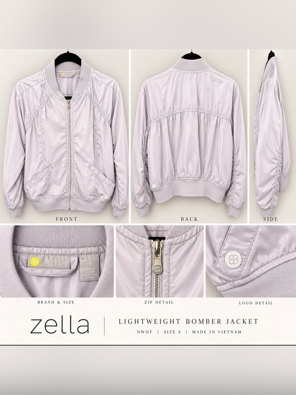Zella Soft Lavender Lightweight Bomber Jacket - Women's
